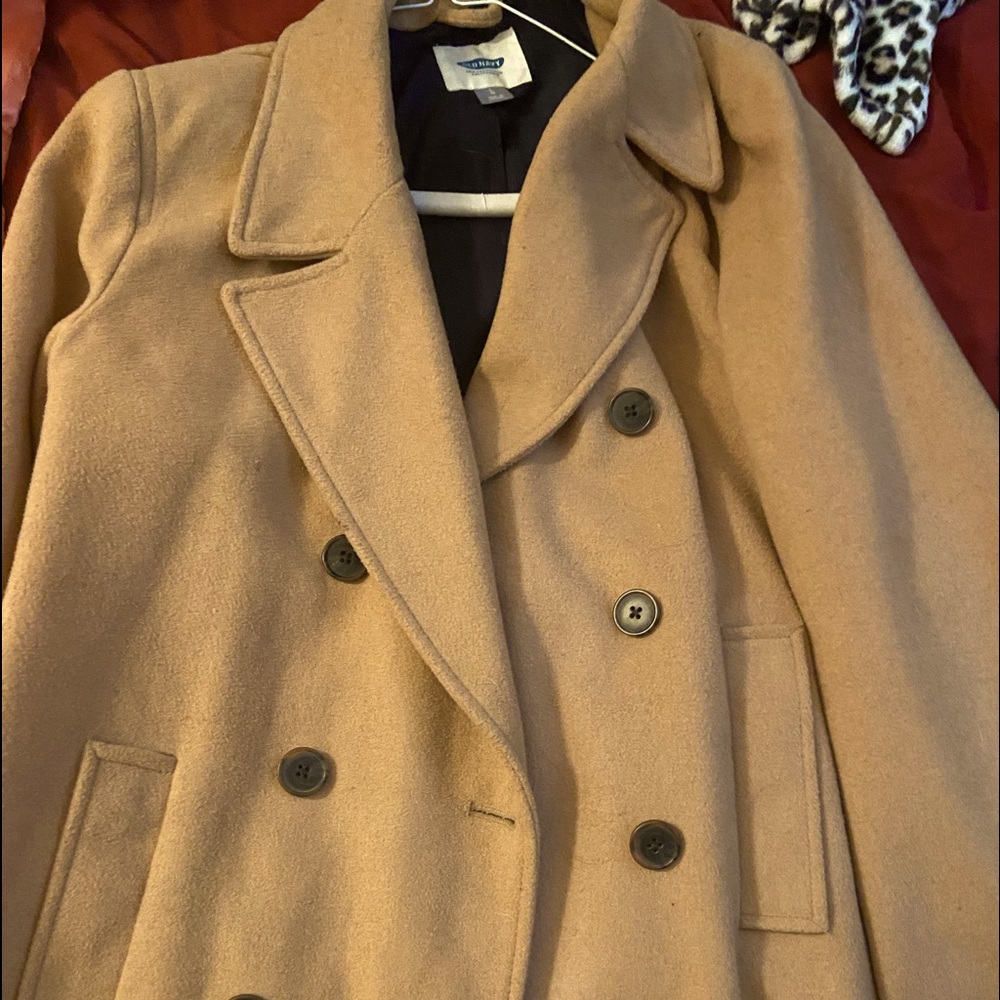 💙🤎🖤 OLD NAVY TAN PEACOAT 🖤🤎💙 size L